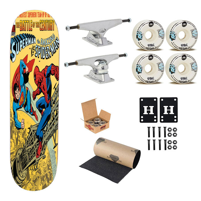 Superman Vs Spiderman Vintage Story Book Cover Skateboard Complete Board 8.0" X 31.75"