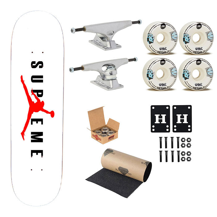 Supreme Jordan White Skateboard Complete Board 8.0" X 31.75"