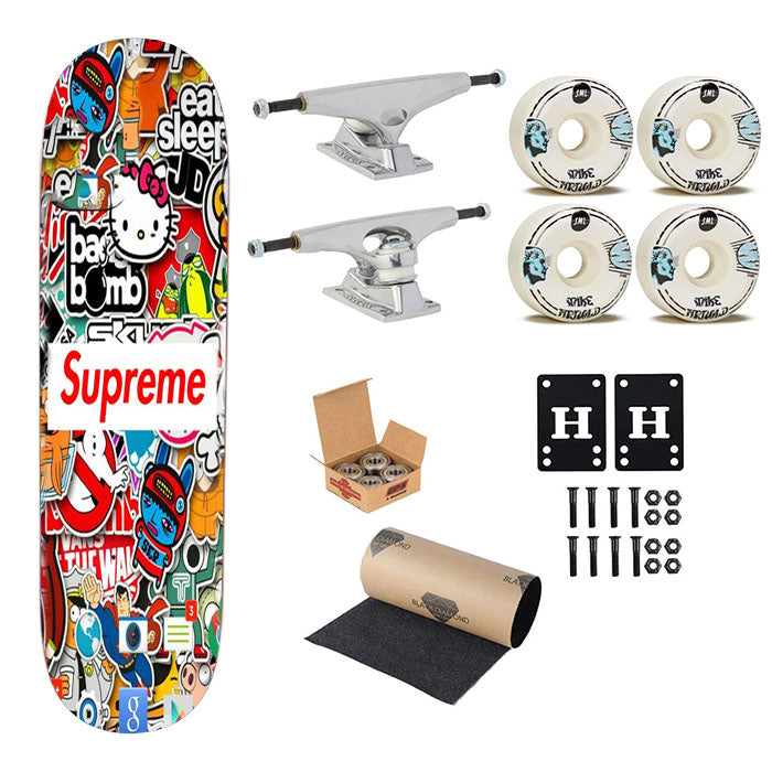 Supreme Sticker Bomb Skateboard Complete Board 8.0" X 31.75"