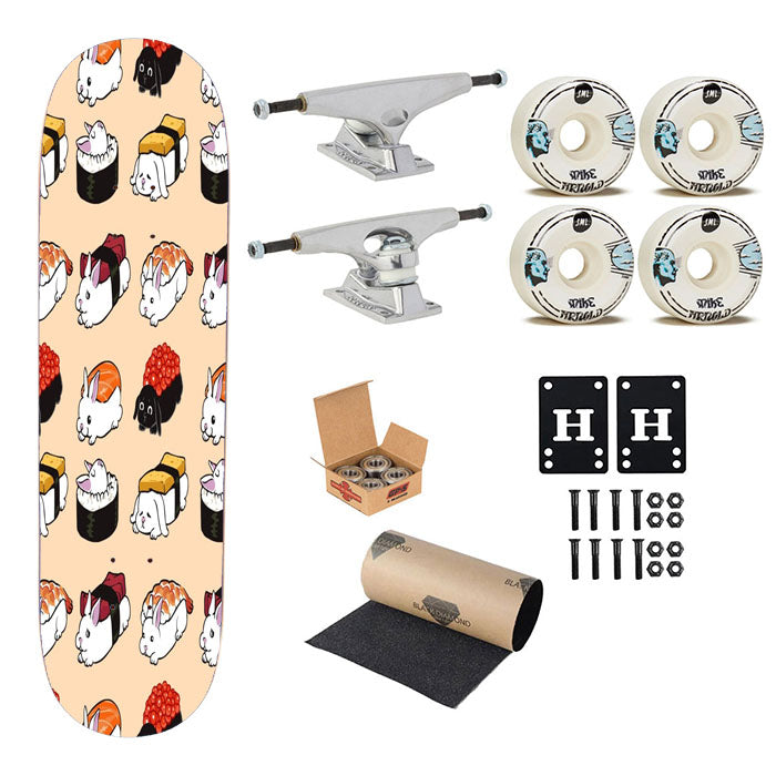 Sushi Bunnies Cute Pattern Skateboard Complete Board 8.0" X 31.75"