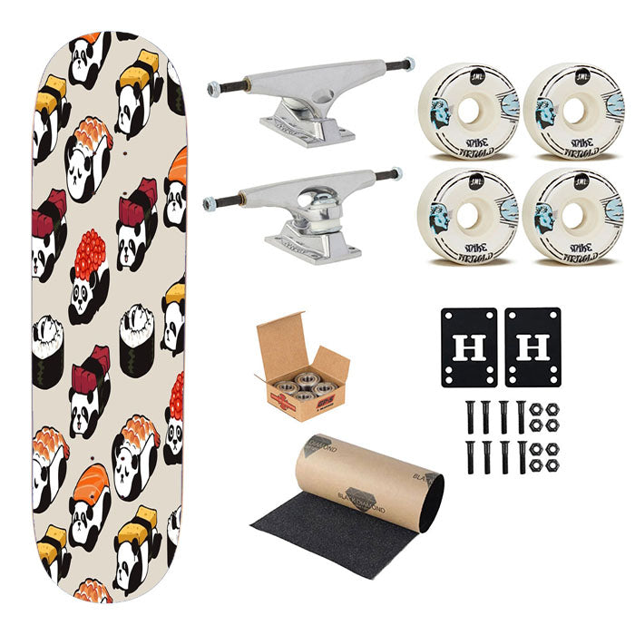 Sushi Panda Cute Pattern Skateboard Complete Board 8.0" X 31.75"