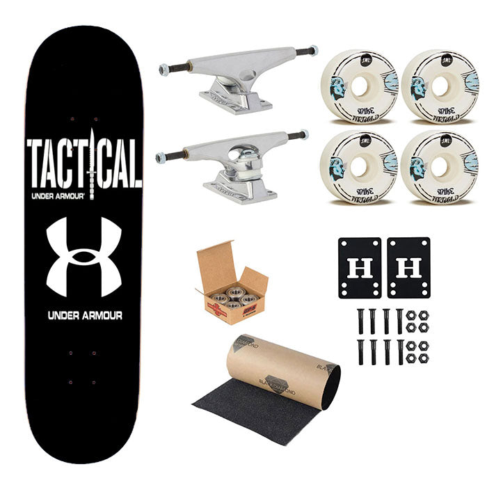 Tactical Under Armour Logo Style Skateboard Complete Board 8.0" X 31.75"