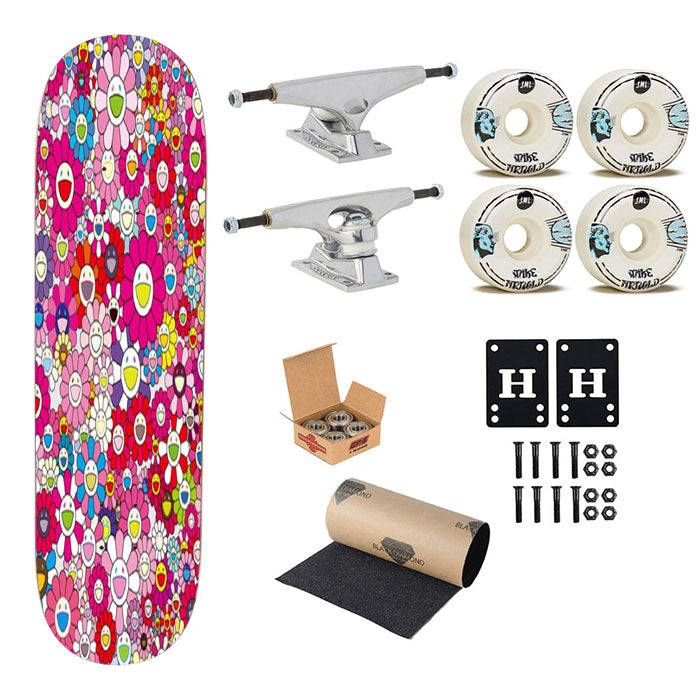 Takashi Murakami Flowers Pink Skateboard Complete Board 8.0" X 31.75"