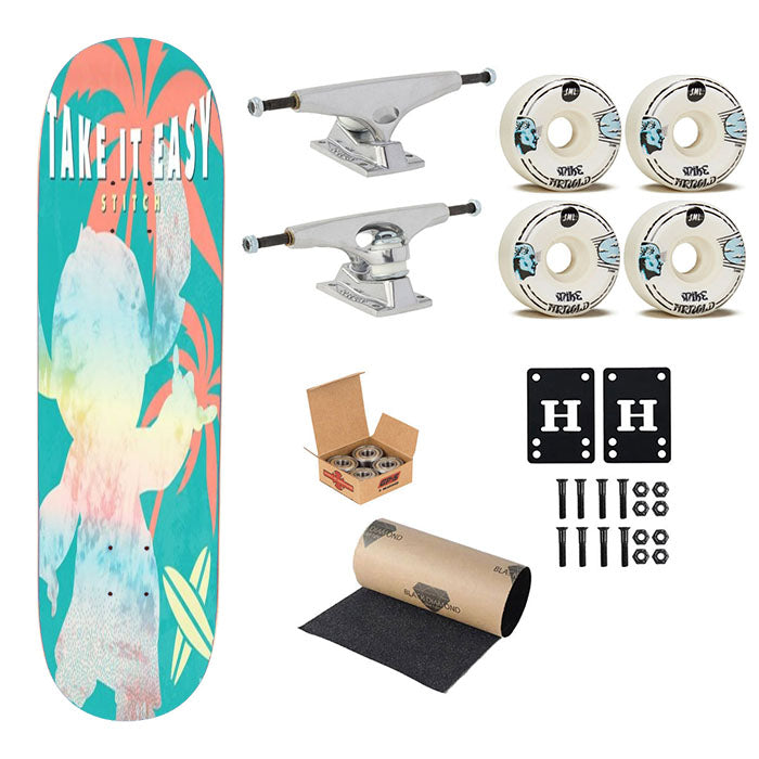 Take It Easy Stitch Skateboard Complete Board 8.0" X 31.75"