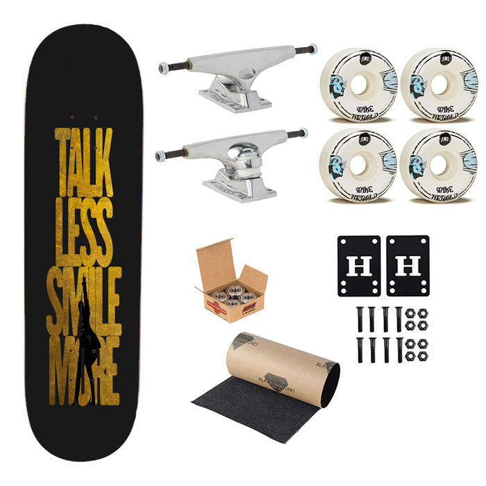 Talk Less Smile More Hamilton Gold Skateboard Complete Board 8.0" X 31.75"
