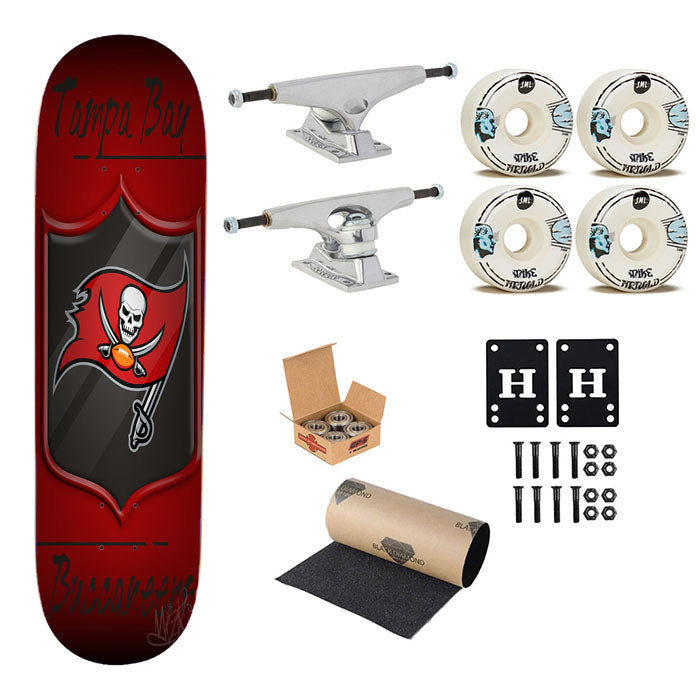 Tampa Bay Bucs, Black, Buccaneers, Florida Skateboard Complete Board 8.0" X 31.75"