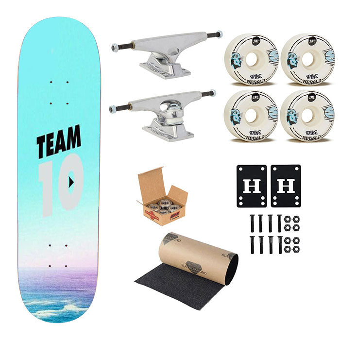Team 10 Black Jacket Skateboard Complete Board 8.0" X 31.75"