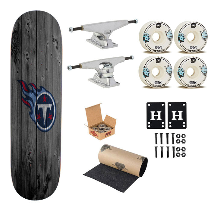 Tennessee Titans Nfl Logo Dark Wood Wallpaper Skateboard Complete Board 8.0" X 31.75"