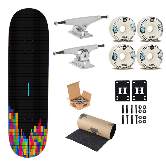 Tetris Video Games Minimalistic Skateboard Complete Board 8.0" X 31.75"