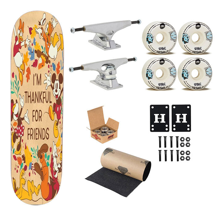 Thankful For Friends Mickey And The Gang Skateboard Complete Board 8.0" X 31.75"