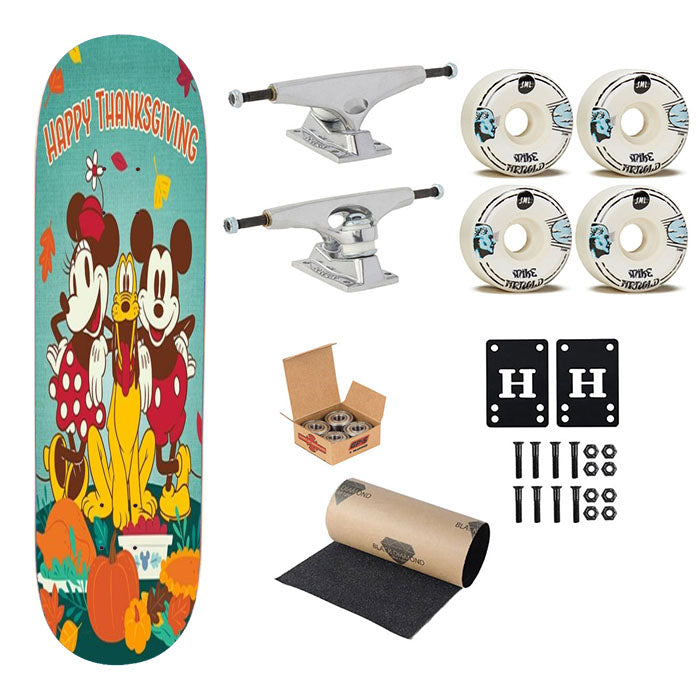 Thanksgiving Feast Mickey And Minnie Skateboard Complete Board 8.0" X 31.75"