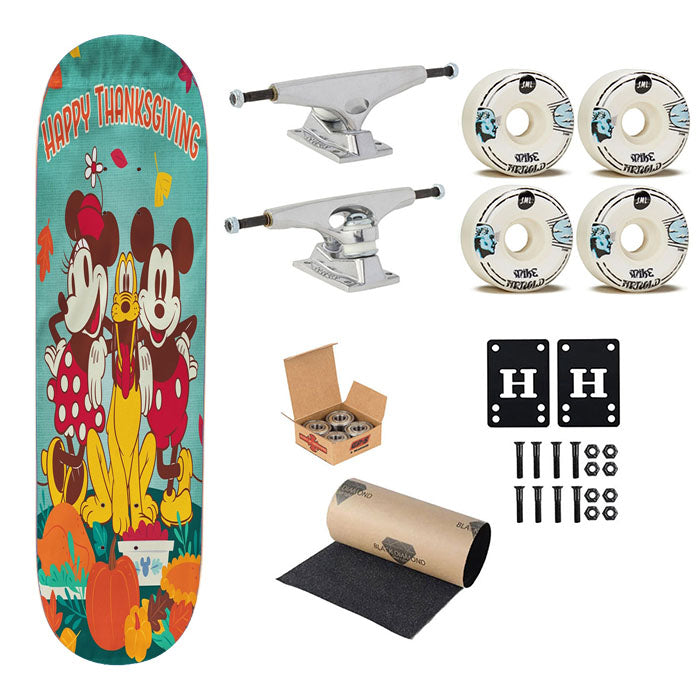 Thanksgiving Feast Mickey Mouse And Minnie Mouse Skateboard Complete Board 8.0" X 31.75"