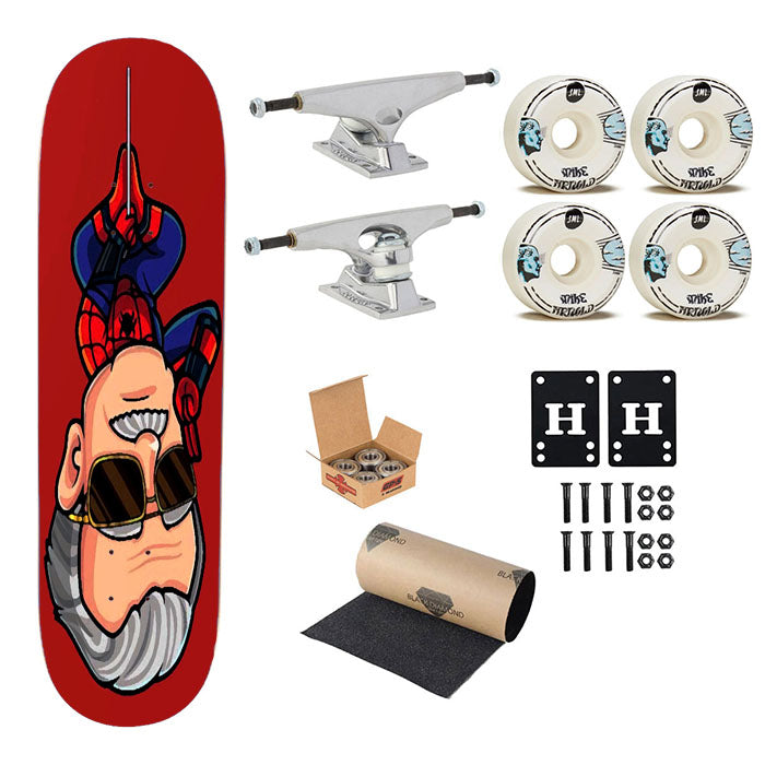 The Amazing Stan Lee Spider Man Skateboard Complete Board 8.0" X 31.75"