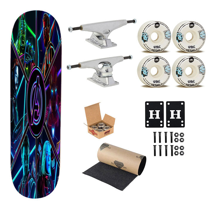 The Avengers Neon Artwork Skateboard Complete Board 8.0" X 31.75"