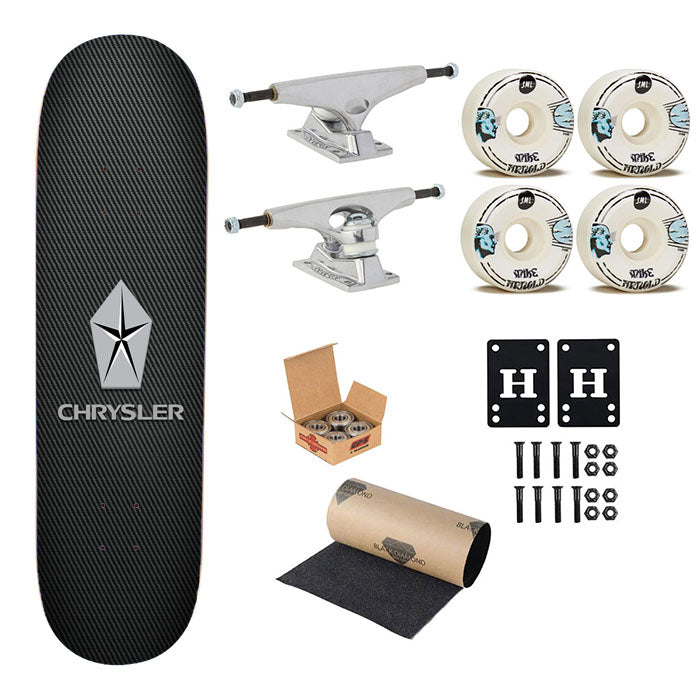 The Crysler Carbon Fiber Logo Skateboard Complete Board 8.0" X 31.75"