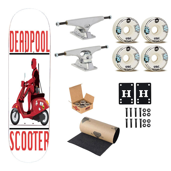 The Deadpool Heroes Drive Scooter Skateboard Complete Board 8.0" X 31.75"