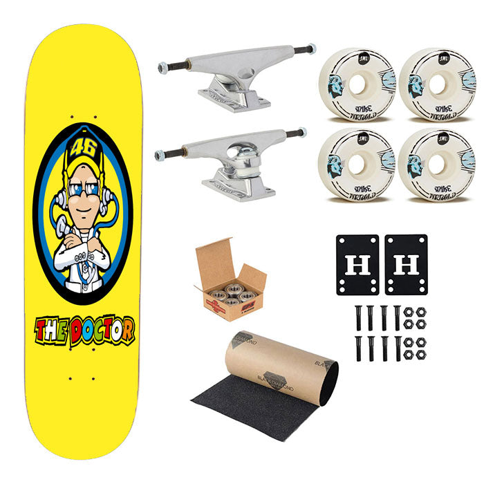 The Doctor Vr 46 Yellow Wallpaper Skateboard Complete Board 8.0" X 31.75"