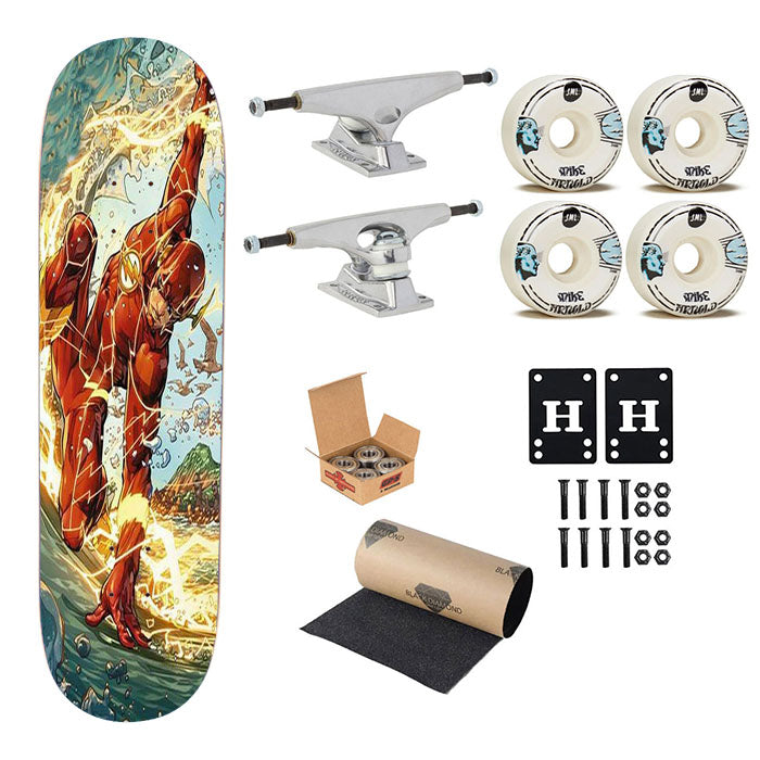 The Flash Dc Comics Skateboard Complete Board 8.0" X 31.75"