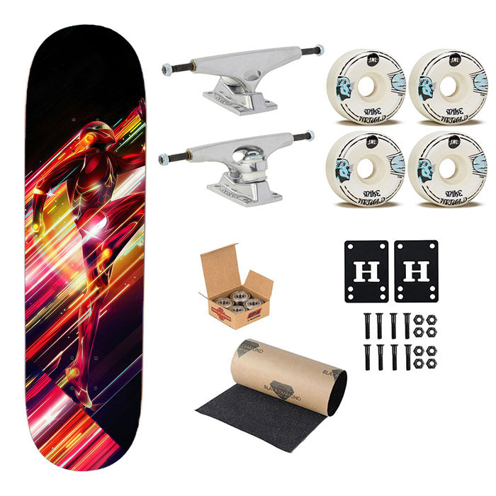 The Flash Light Skateboard Complete Board 8.0" X 31.75"
