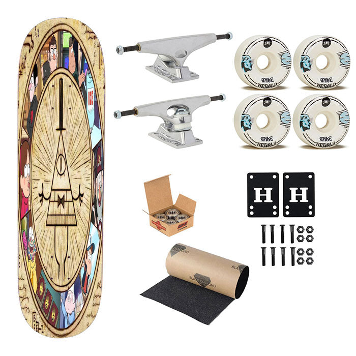 The Gravity Falls Intrigue Triangle Eye Characters Skateboard Complete Board 8.0" X 31.75"