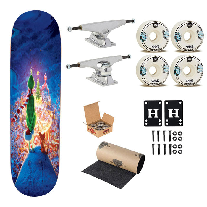 The Grinch Looking Down On Whoville Skateboard Complete Board 8.0" X 31.75"