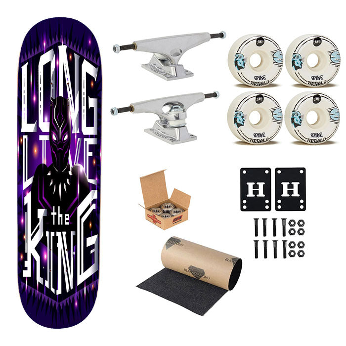 The King Black Panther Long Live Skateboard Complete Board 8.0" X 31.75"