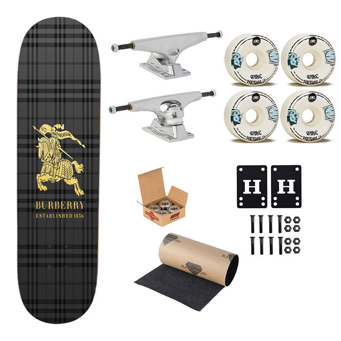The Pattern Of Burberry Gold Logo Skateboard Complete Board 8.0" X 31.75"