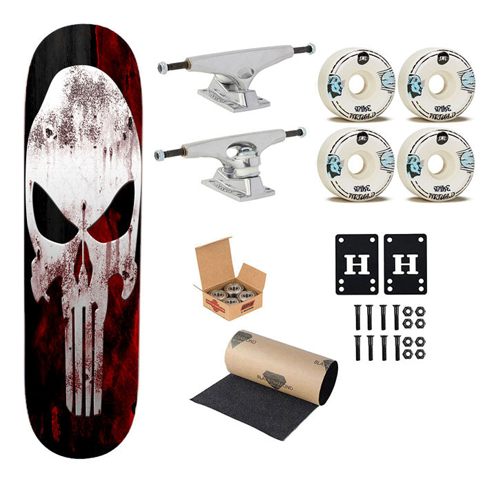 The Punisher Grunge Skateboard Complete Board 8.0" X 31.75"