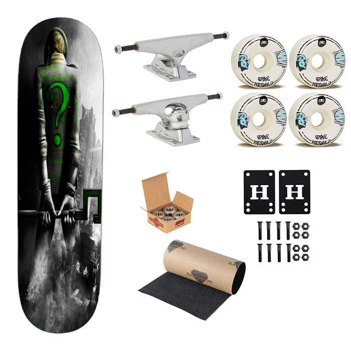 The Riddler Batman Supervillain Skateboard Complete Board 8.0" X 31.75"