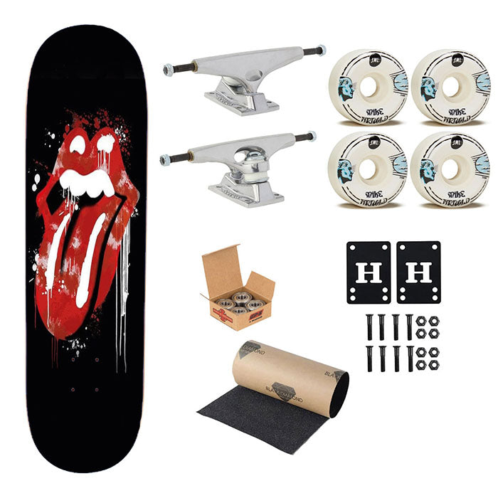 The Rolling Stones Logo Art Skateboard Complete Board 8.0" X 31.75"