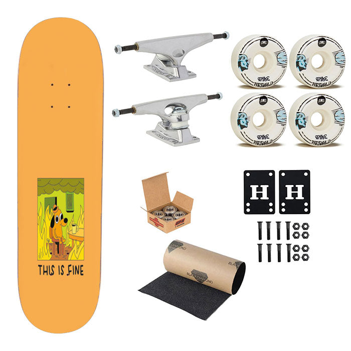 This Is Fine Skateboard Complete Board 8.0" X 31.75"