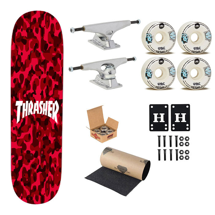 Thrasher Bape Camouflage Red Skateboard Complete Board 8.0" X 31.75"