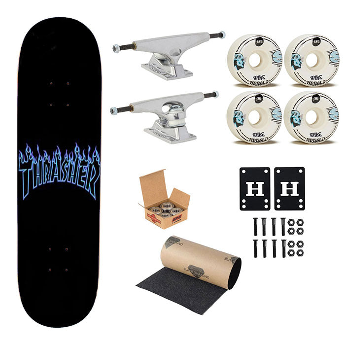 Thrasher Blue Flame Skateboard Complete Board 8.0" X 31.75"