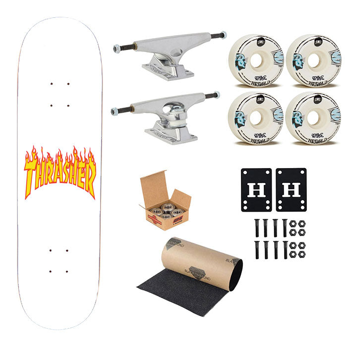 Thrasher White Skateboard Complete Board 8.0" X 31.75"