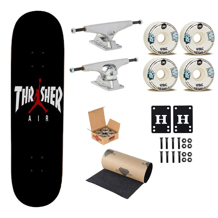 Thrasher X Air Jordan Jet Black Skateboard Complete Board 8.0" X 31.75"