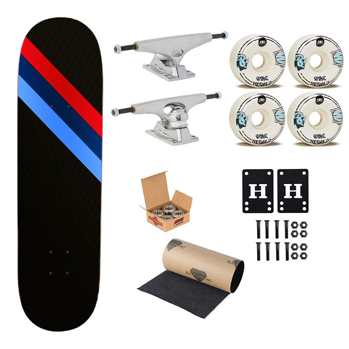Three Color Line Bmw Skateboard Complete Board 8.0" X 31.75"