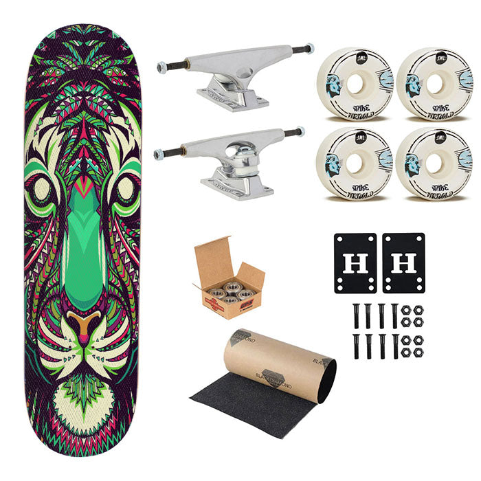 Tiger Aztec Pattern Skateboard Complete Board 8.0" X 31.75"