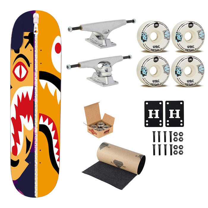 Tiger Bape Hoodie Skateboard Complete Board 8.0" X 31.75"