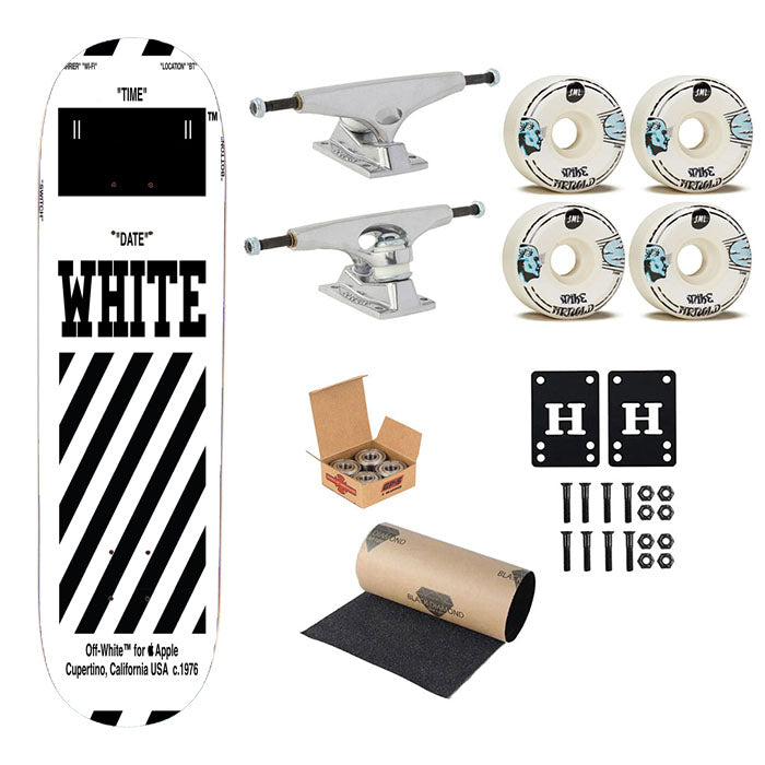 Time Date Stripe Off White Abloh Skateboard Complete Board 8.0" X 31.75"