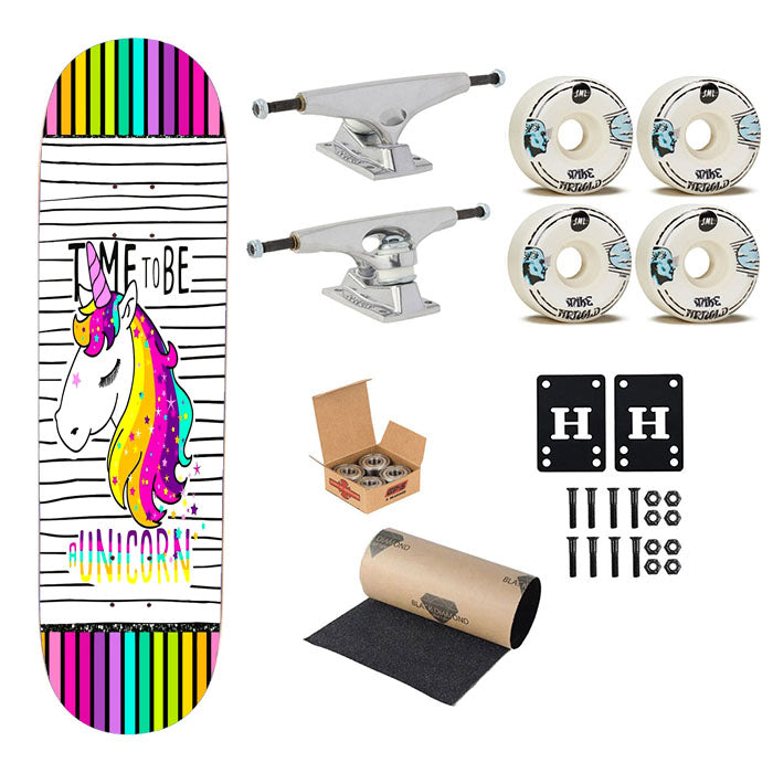 Time To Be A Unicorn Colorful Skateboard Complete Board 8.0" X 31.75"