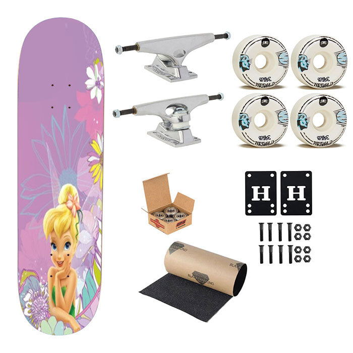 Tinkerbell Fairy Floral Skateboard Complete Board 8.0" X 31.75"