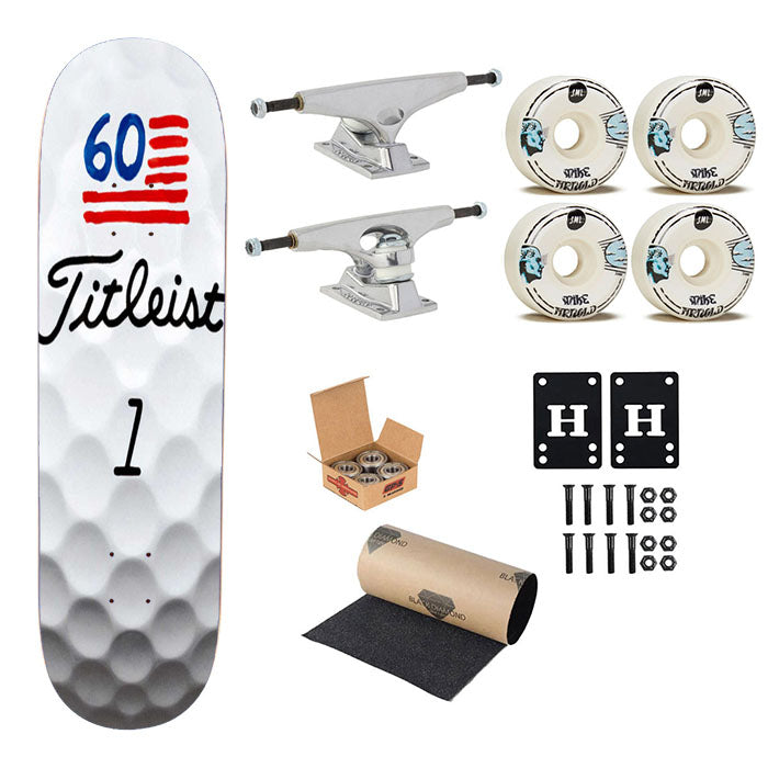 Titleist Golf Ball Print Skateboard Complete Board 8.0" X 31.75"