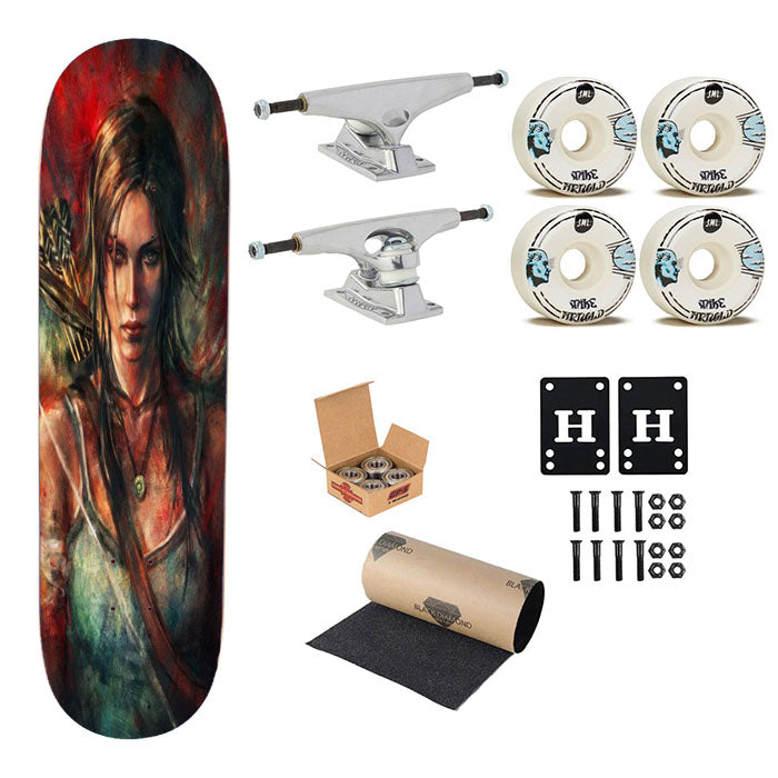 Tomb Raider Lara Croft Skateboard Complete Board 8.0" X 31.75"