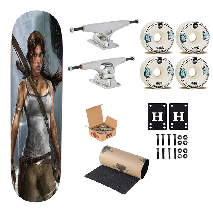 Tomb Raider Lara Croft Underground Skateboard Complete Board 8.0" X 31.75"