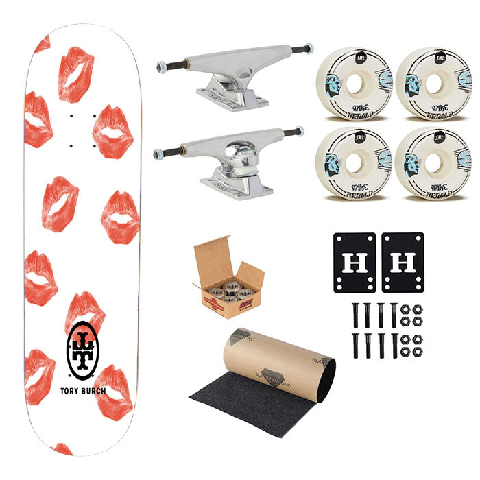 Tory Burch Big Kiss Red Lips Skateboard Complete Board 8.0" X 31.75"