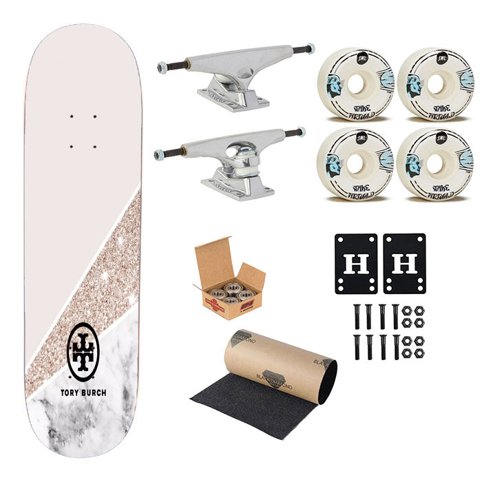 Tory Burch Geometric Glitter Marble Wallpaper Skateboard Complete Board 8.0" X 31.75"