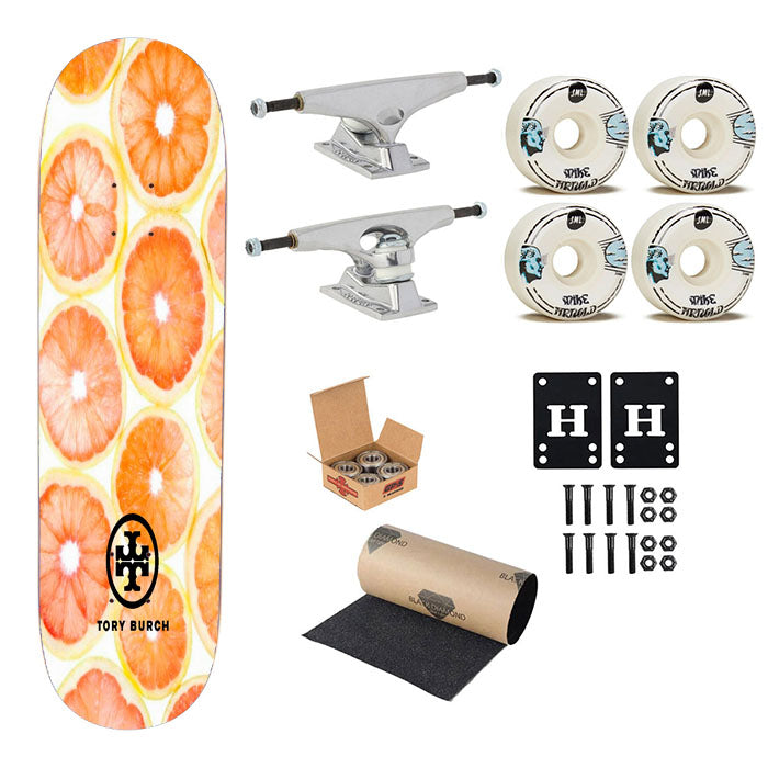Tory Burch Orange Wallpaper Skateboard Complete Board 8.0" X 31.75"