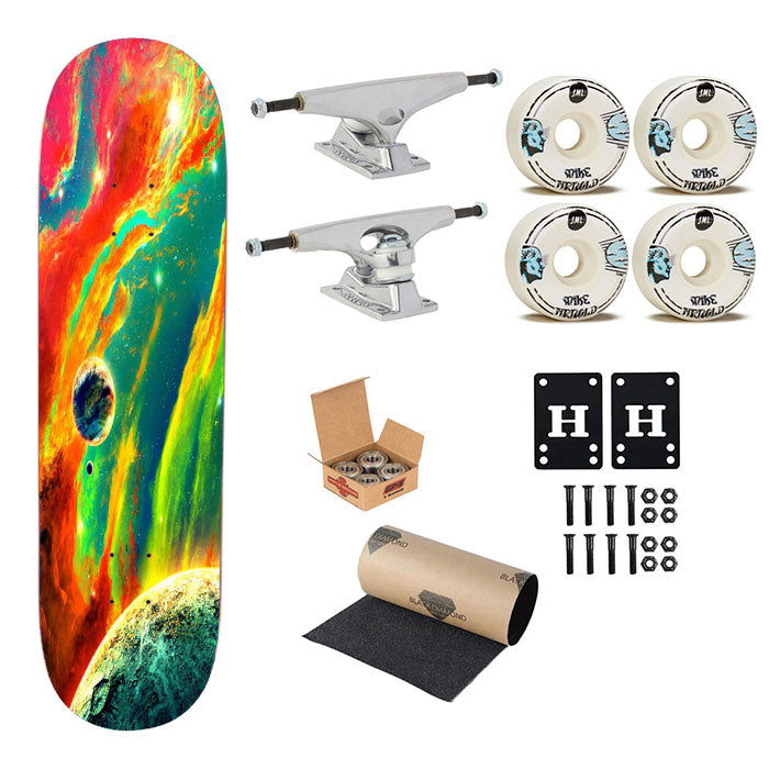 Trippy Colorful Spaceadelic Abstract Skateboard Complete Board 8.0" X 31.75"
