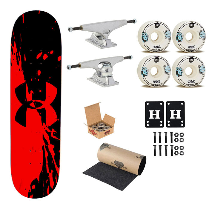 Under Armour Red Logo Skateboard Complete Board 8.0" X 31.75"