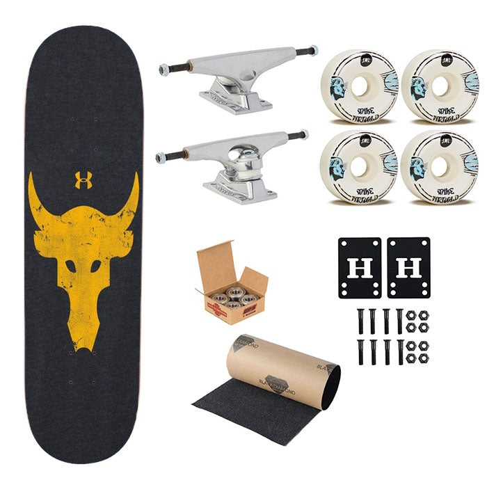 Under Armour Yellow Texture Style Skateboard Complete Board 8.0" X 31.75"